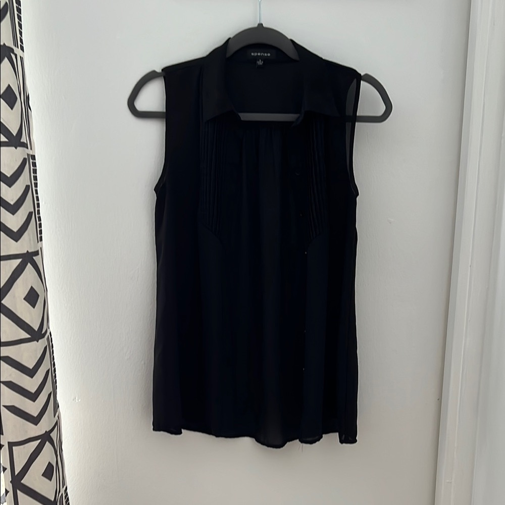 Spense Shear Black Sleeveless Blouse Size S